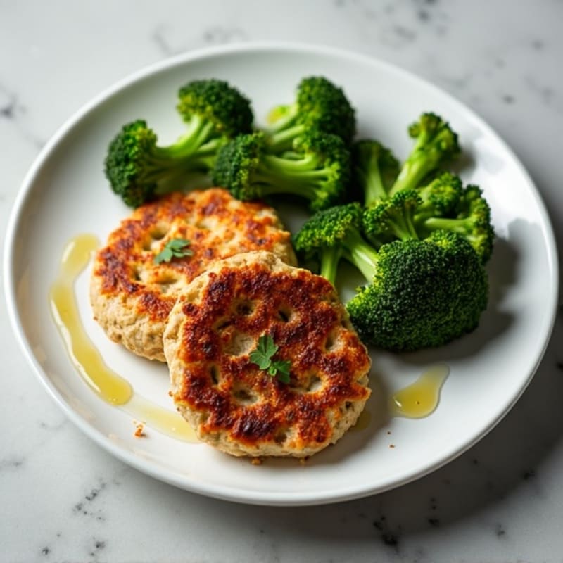 Seared Turkey Patties with Roasted Broccoli