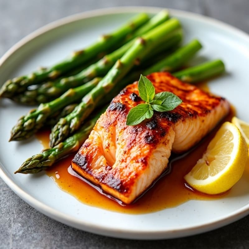 Pan-Seared Teriyaki Salmon with Roasted Asparagus