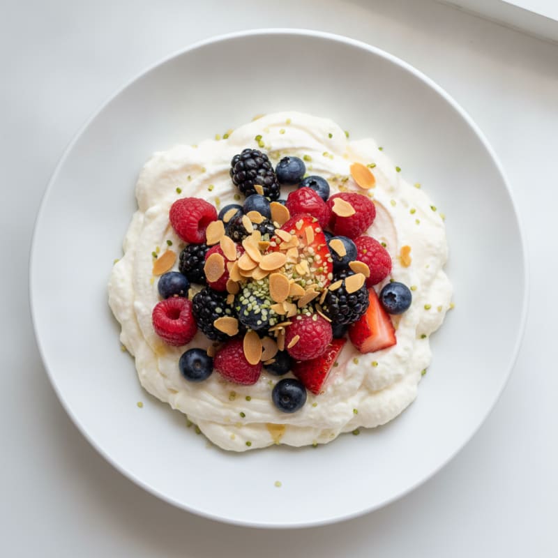 Greek Yogurt Protein Mousse with Mixed Berries