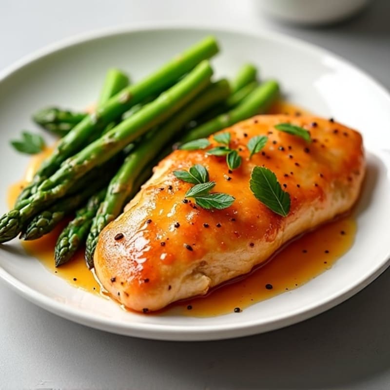 Healthy Sticky Orange Chicken with Tender-Crisp Asparagus