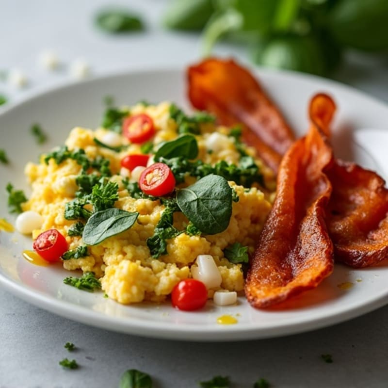 Egg White and Spinach Scramble with Roasted Sweet Potatoes