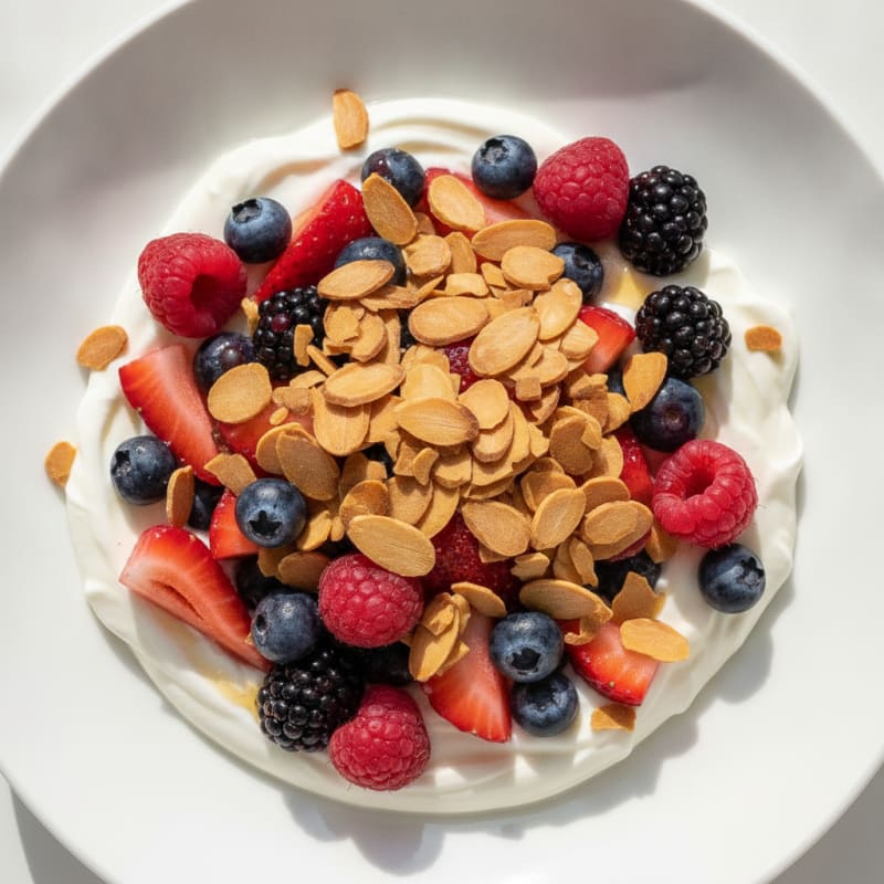 Greek Yogurt Protein Bowl with Mixed Berries and Almonds