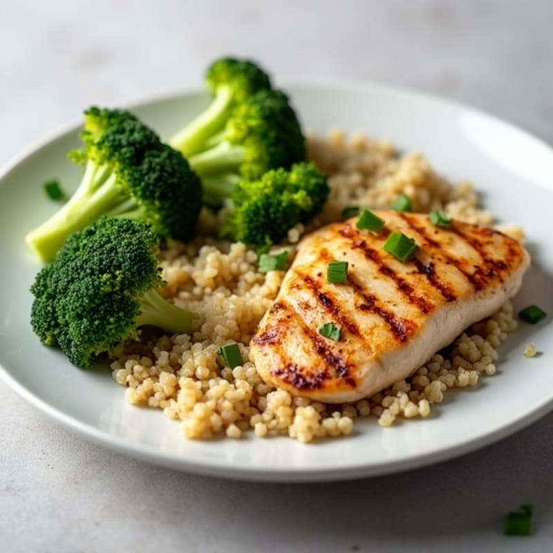 Grilled Chicken Breast with Quinoa and Steamed Broccoli