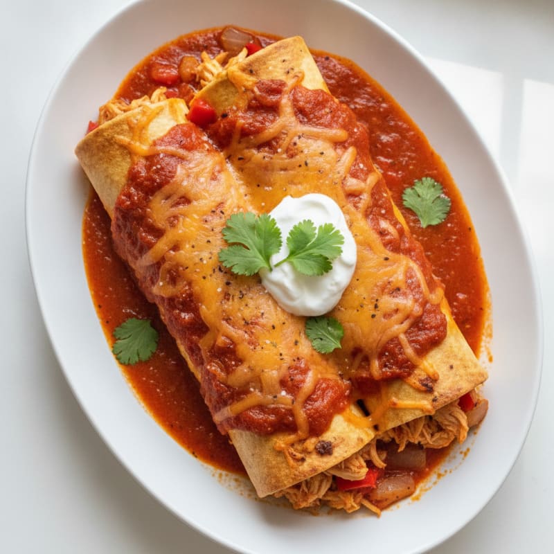 Chicken Enchiladas with Red Chili Sauce