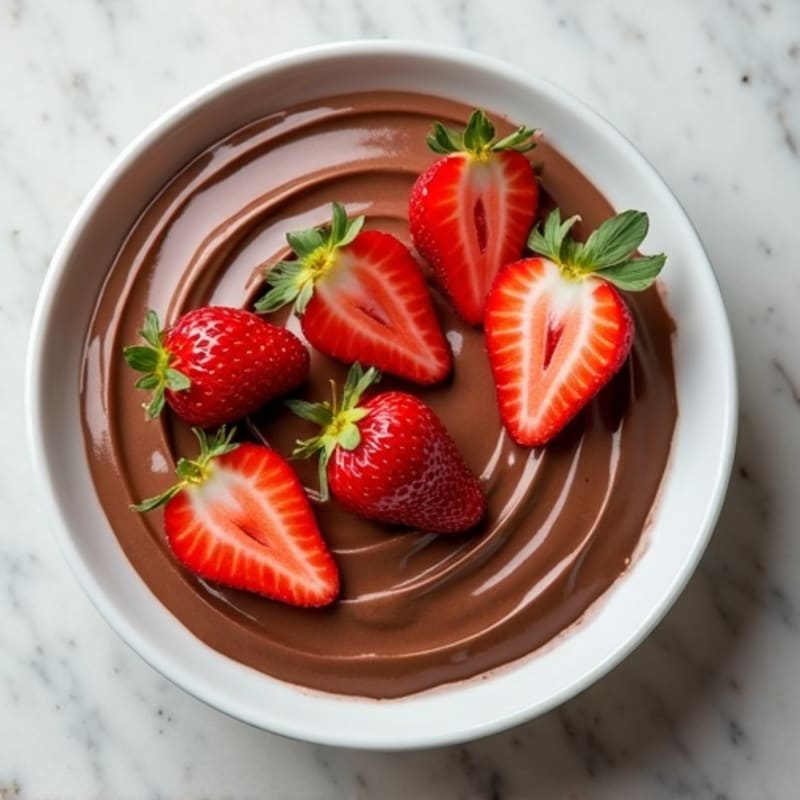 Silky Chocolate Protein Pudding with Sliced Strawberries