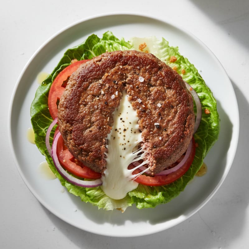 Crispy Mozzarella Stuffed Beef Burger