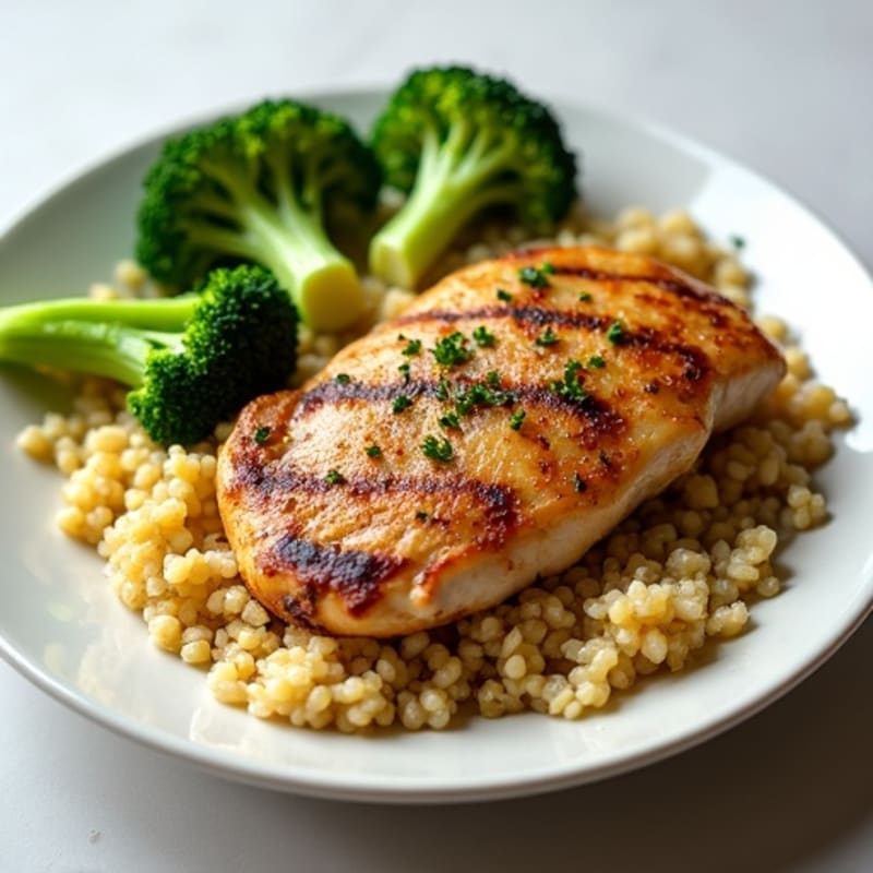 Grilled Chicken Breast with Quinoa and Steamed Broccoli