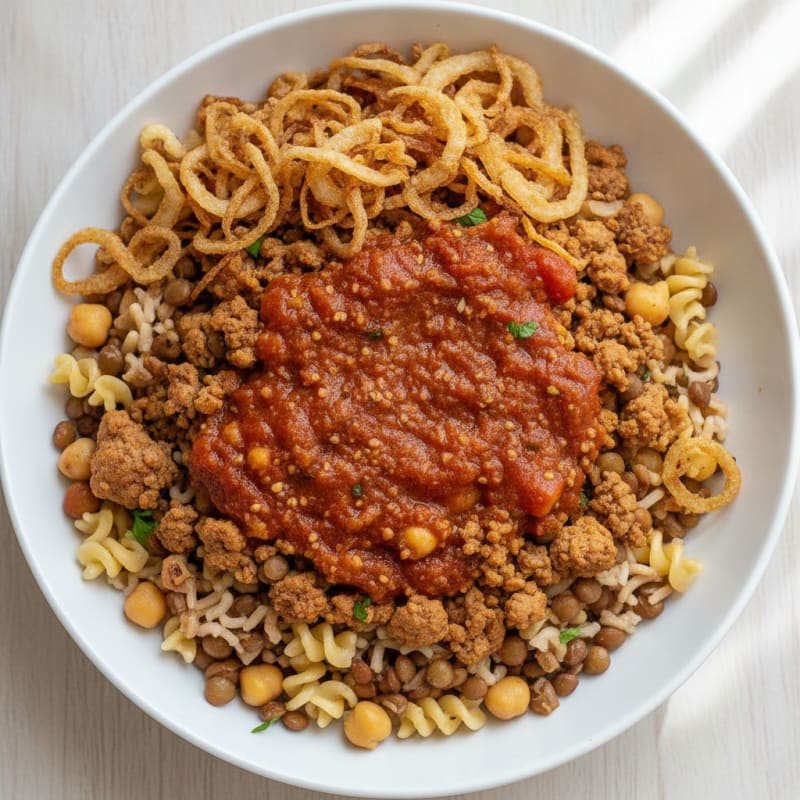 Egyptian Lentil Rice Pasta Bowl
