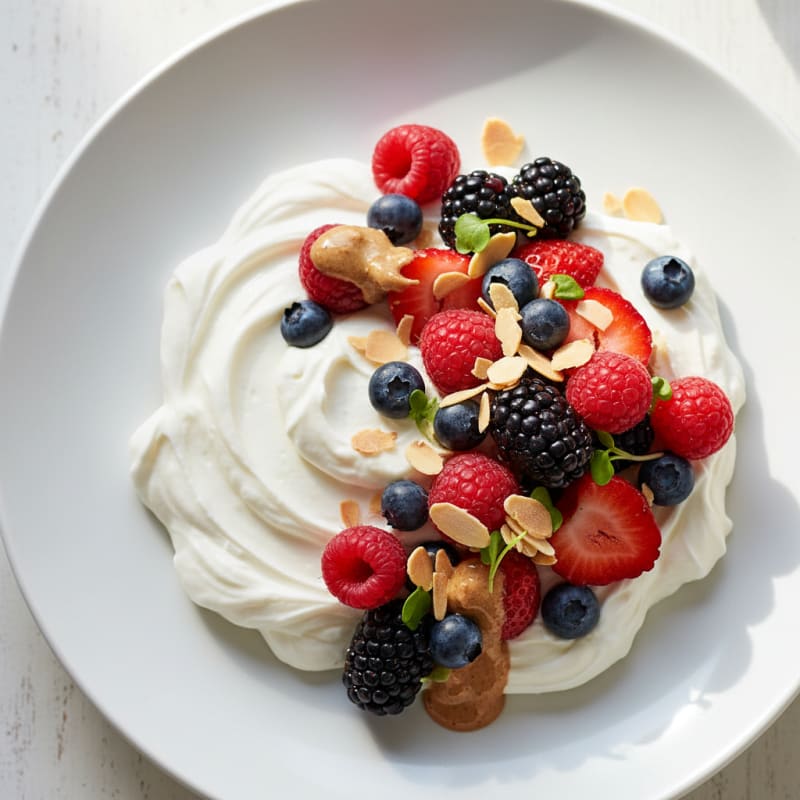 Silky Greek Yogurt Protein Mousse with Mixed Berries