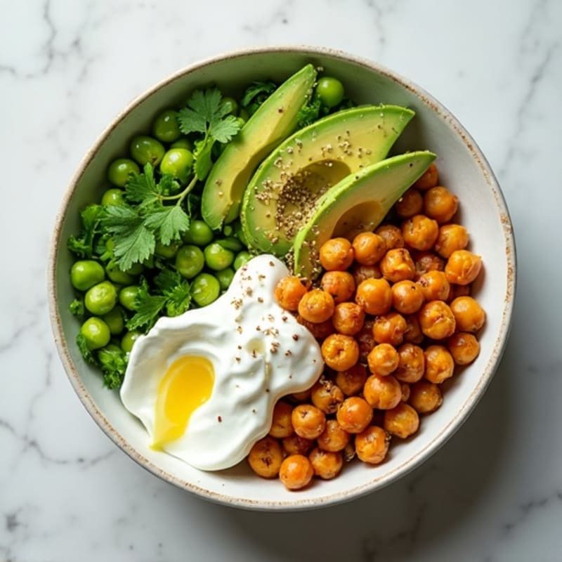Crispy Chickpea Avocado Bowl with Fresh Herbs