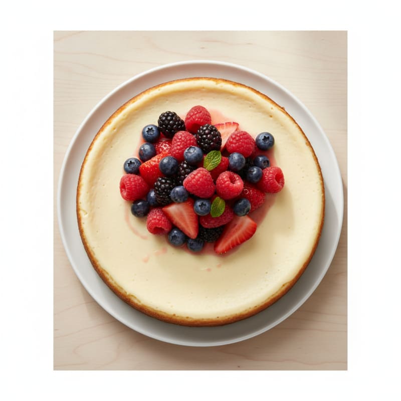 Creamy Greek Yogurt Protein Cheesecake with Mixed Berries