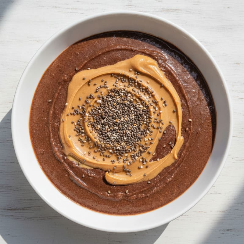 Chocolate Protein Smoothie Bowl with Chia and Peanut Butter