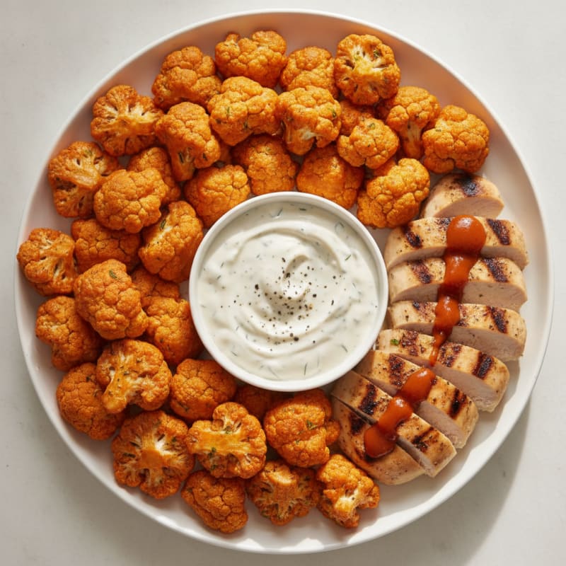 Buffalo Cauliflower Bites with Ranch Dip