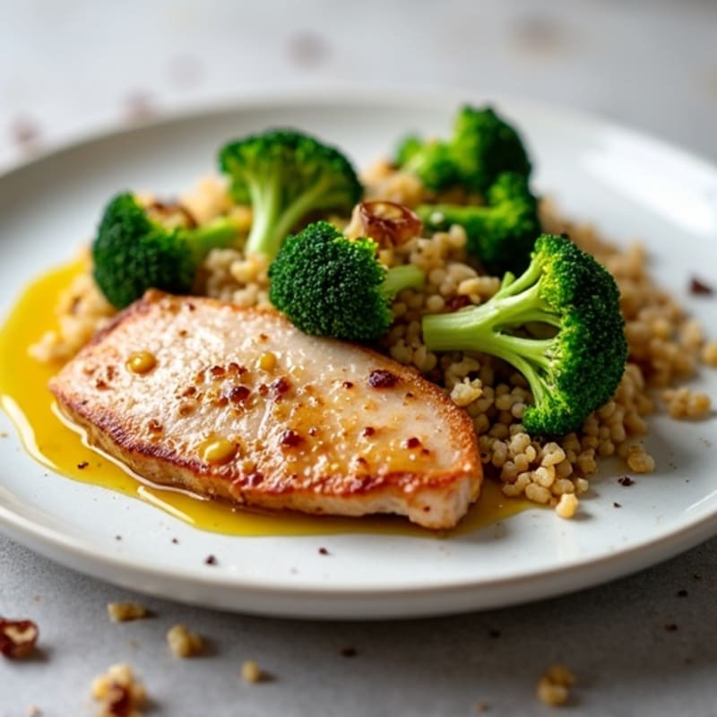 Seared Turkey Breast with Roasted Broccoli and Quinoa