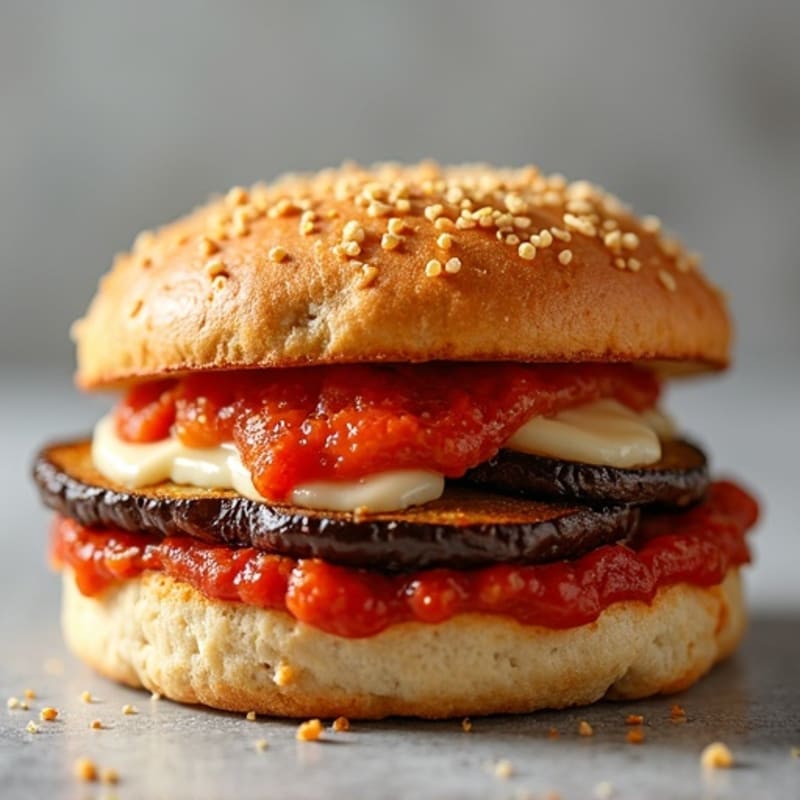 Crispy Baked Eggplant Parmesan Sandwich