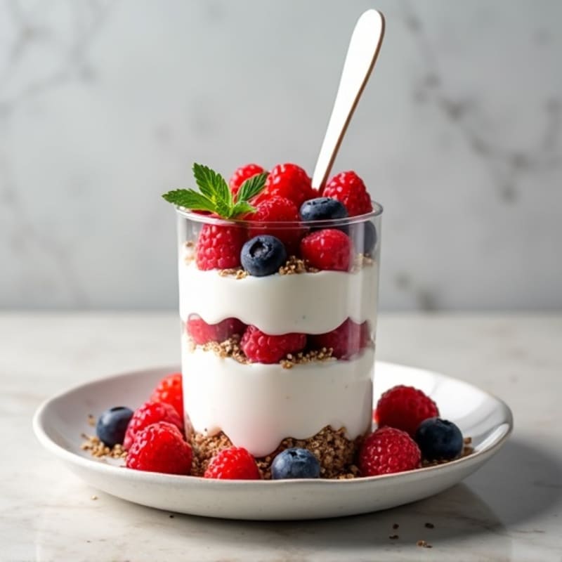 Greek Yogurt Parfait with Mixed Berries and Almond Crunch