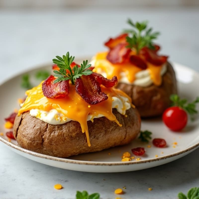 Loaded Baked Potatoes with Crispy Lean Bacon and Creamy Cheese