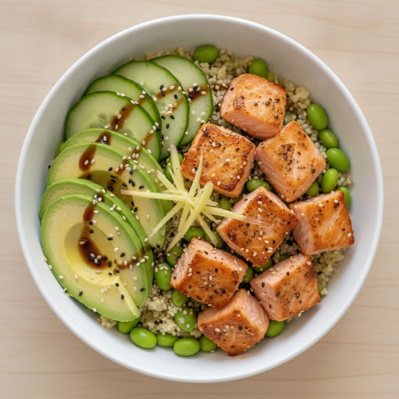 Salmon Sushi Rice Bowl with Avocado