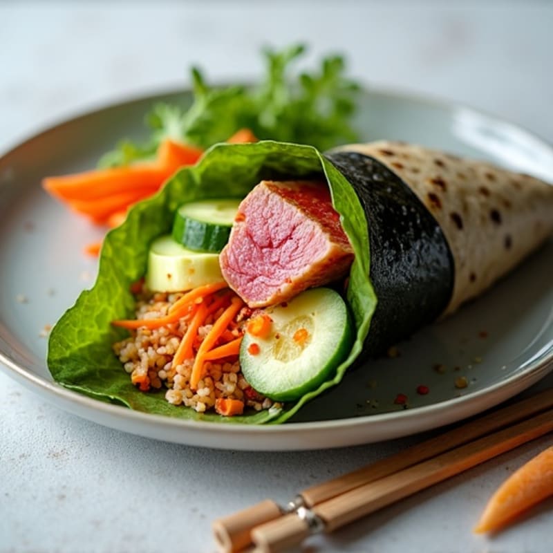 Spicy Seared Tuna Rice Wrap