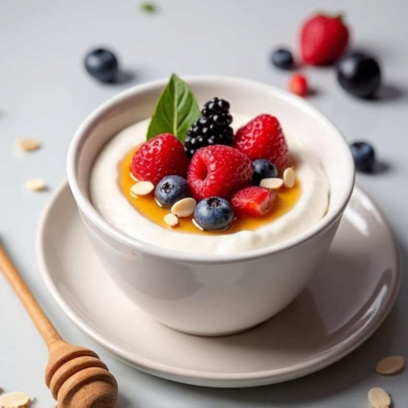 Greek Yogurt Protein Mousse with Mixed Berries