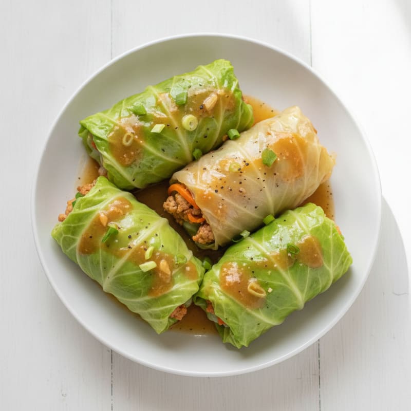 Asian Cabbage Rolls with Ginger-Soy Glaze