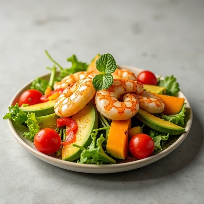 Fresh Papaya and Grilled Shrimp Salad with Zesty Lime Vinaigrette