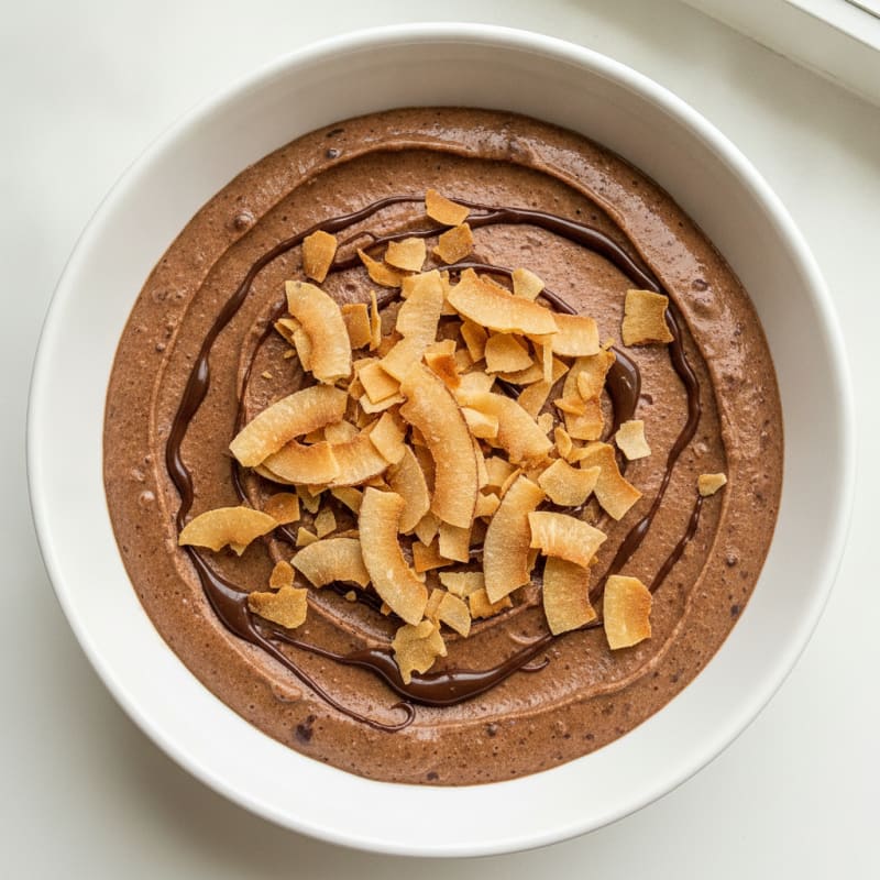 Silky Chocolate Protein Pudding with Toasted Coconut