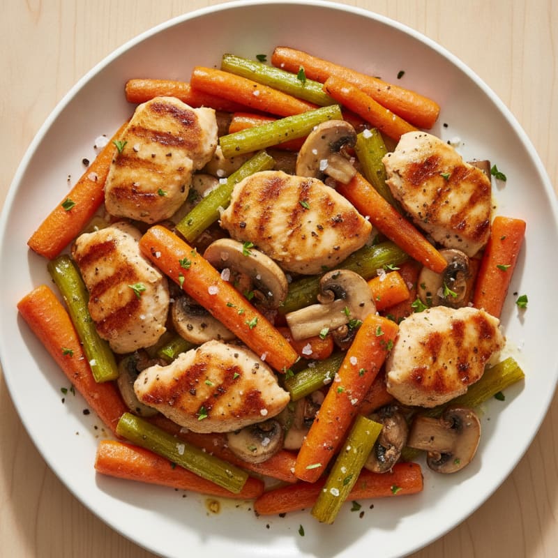 Chicken and Mushroom Medley with Roasted Vegetables