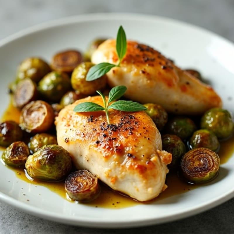 Lemon Herb Roasted Chicken with Crispy Brussels Sprouts