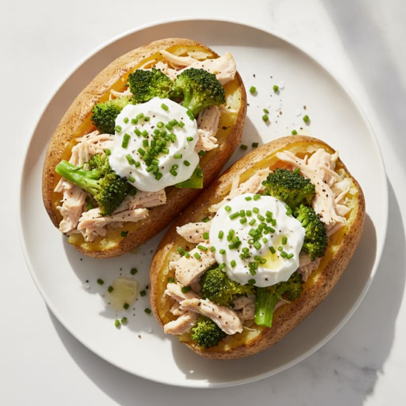 Loaded Chicken and Broccoli Baked Potatoes
