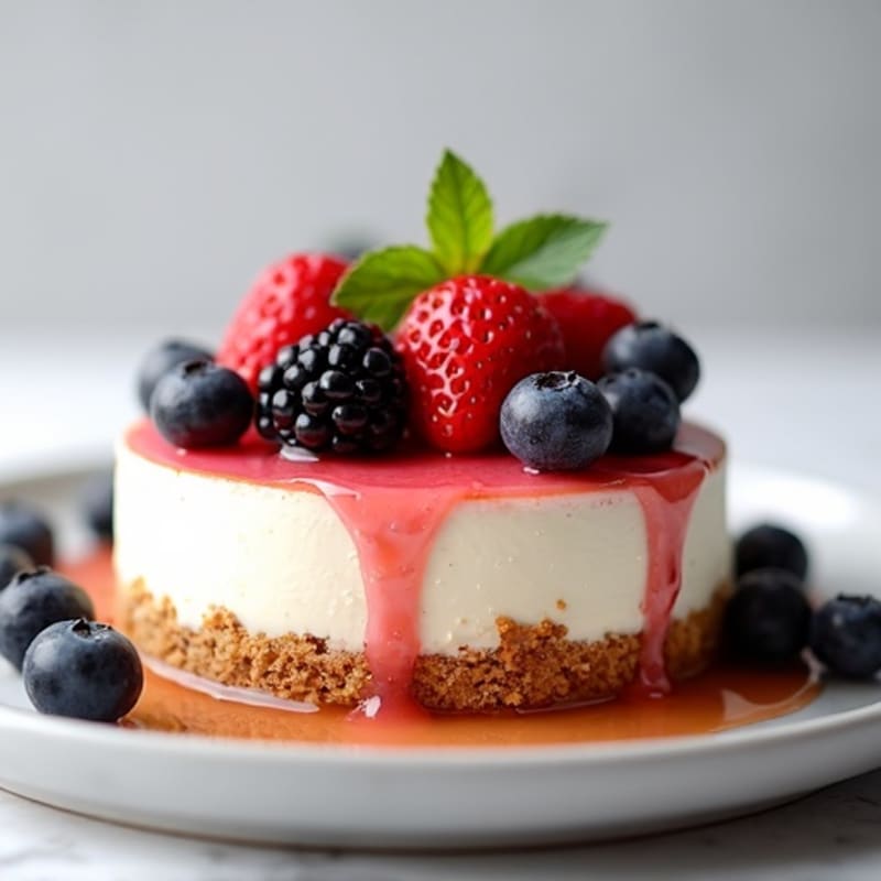Greek Yogurt Protein Cheesecake with Mixed Berries