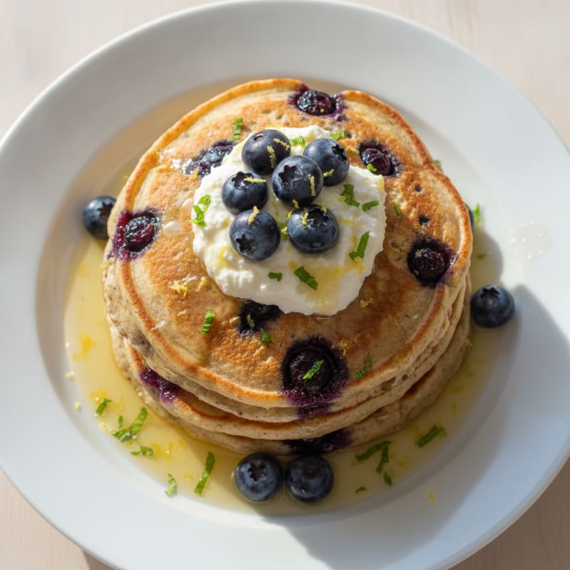 Blueberry Ricotta Pancakes with Lemon Zest