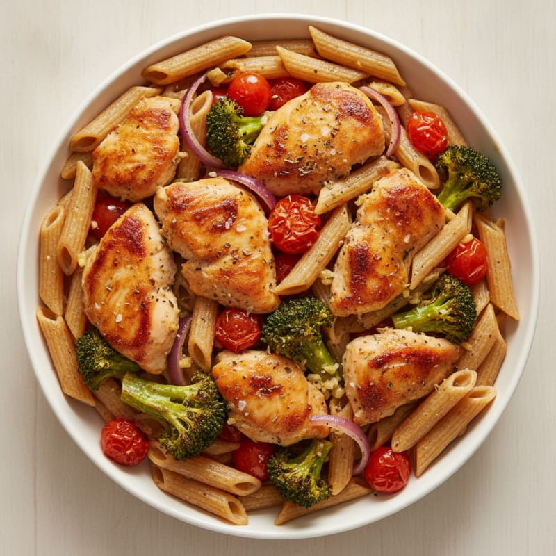 Roasted Vegetable and Chicken Pasta Bake