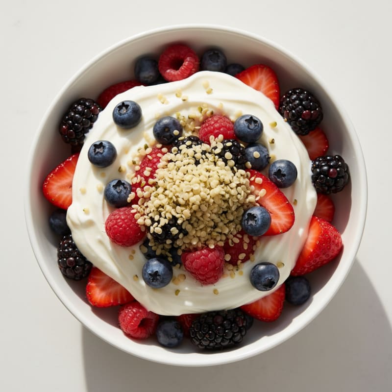 Vanilla Greek Yogurt Protein Parfait with Mixed Berries