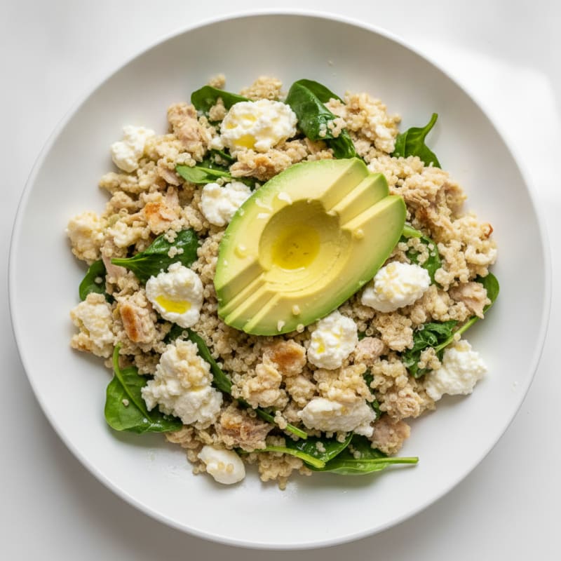 Egg White and Turkey Breast Scramble with Cottage Cheese and Quinoa