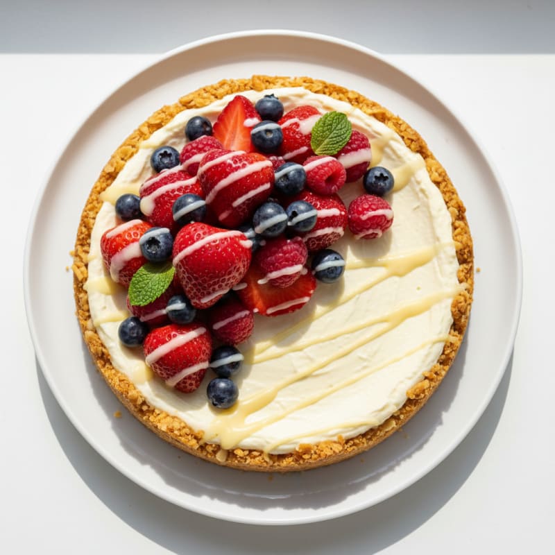 Silky Greek Yogurt Protein Cheesecake with Fresh Berries