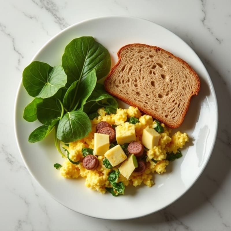 Egg White and Turkey Sausage Scramble with Spinach