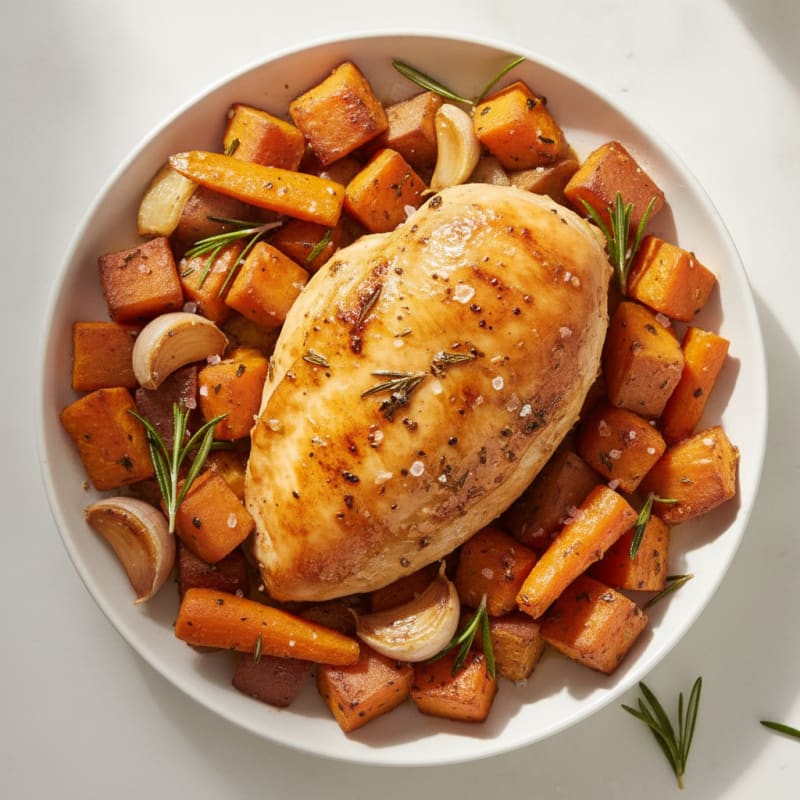 Garlic Herb Roasted Chicken with Root Vegetables