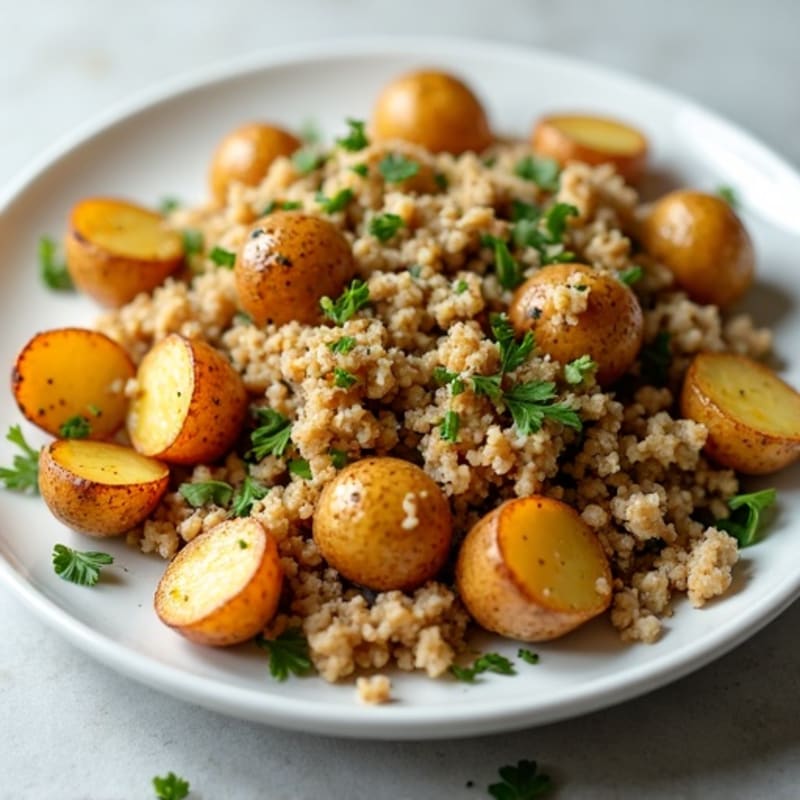 Garlic-Herb Ground Chicken Skillet with Roasted Baby Potatoes