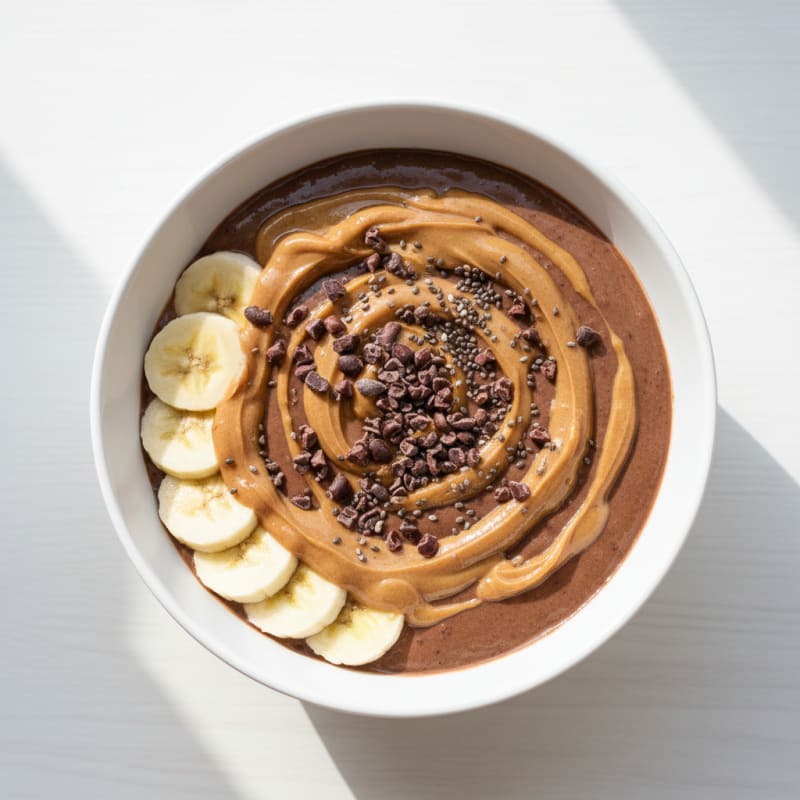 Chocolate Protein Smoothie Bowl with Banana and Peanut Butter