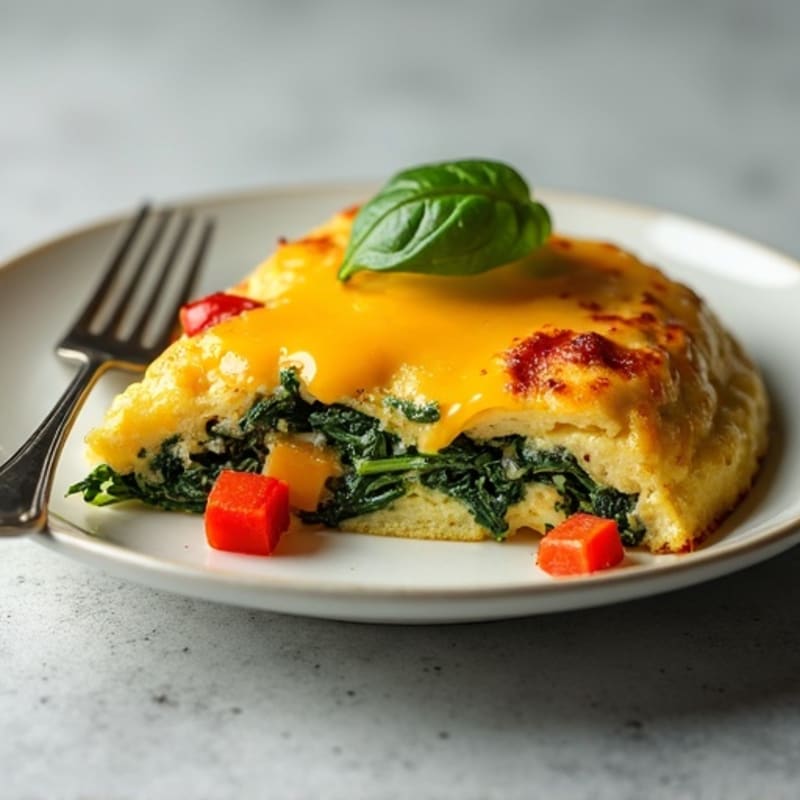 Fluffy Bell Pepper Spinach Frittata with Melted Cheddar
