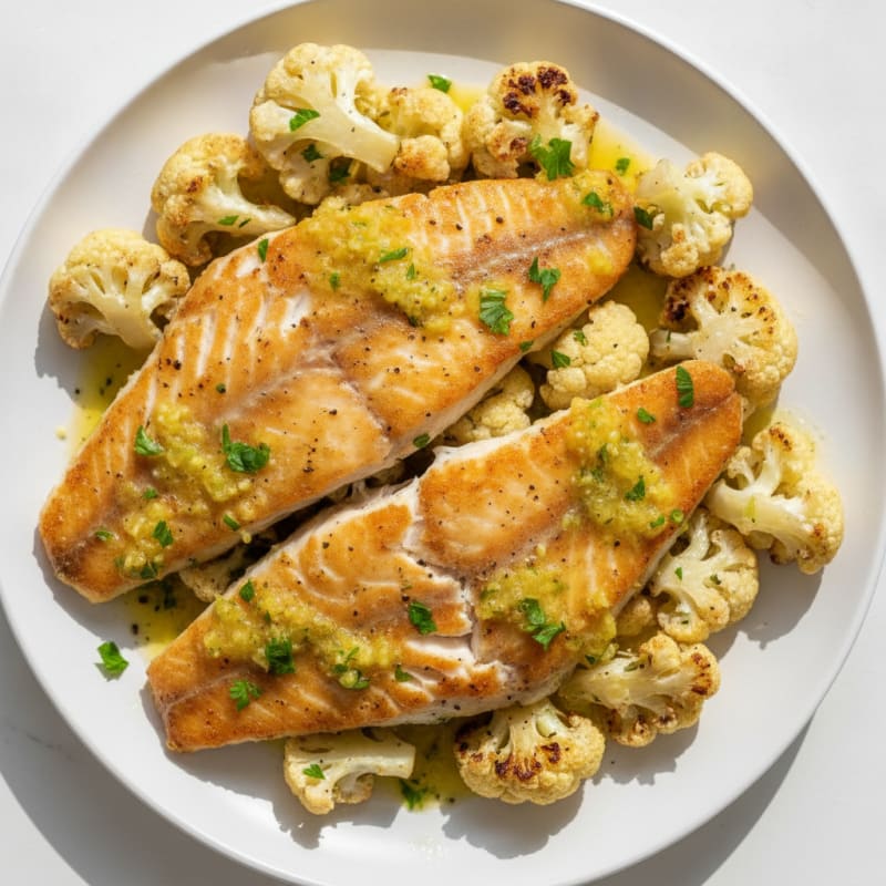 Roasted Cauliflower with Lemon-Herb Dressing