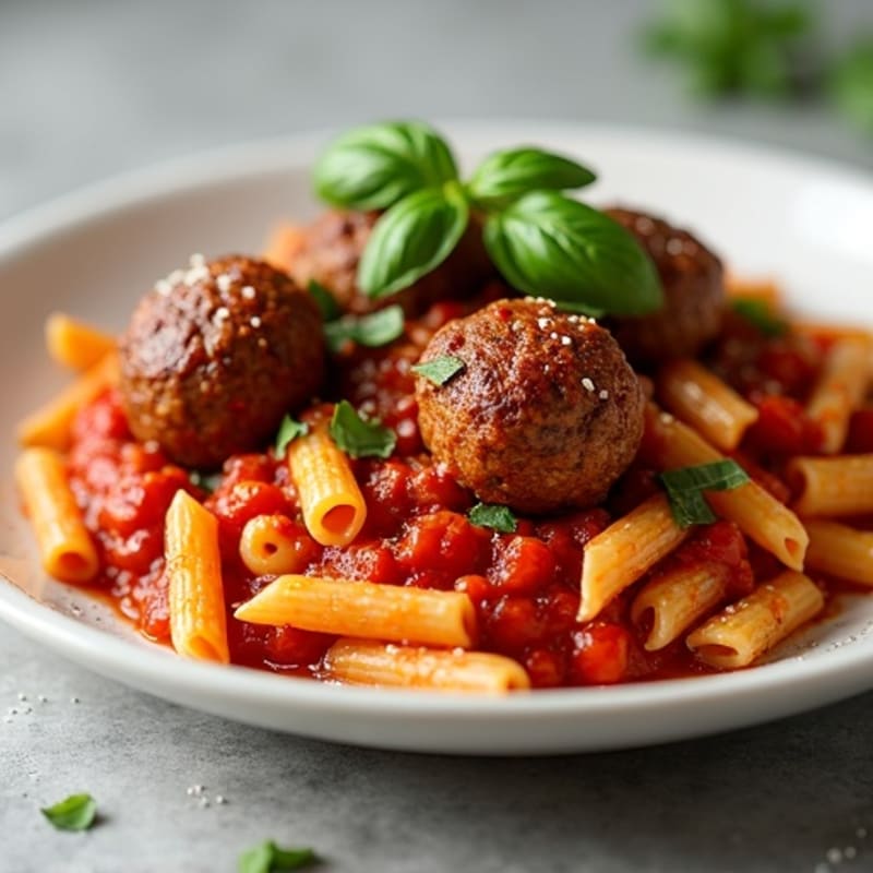 Lean Beef Meatballs with Whole Wheat Pasta and Fresh Marinara