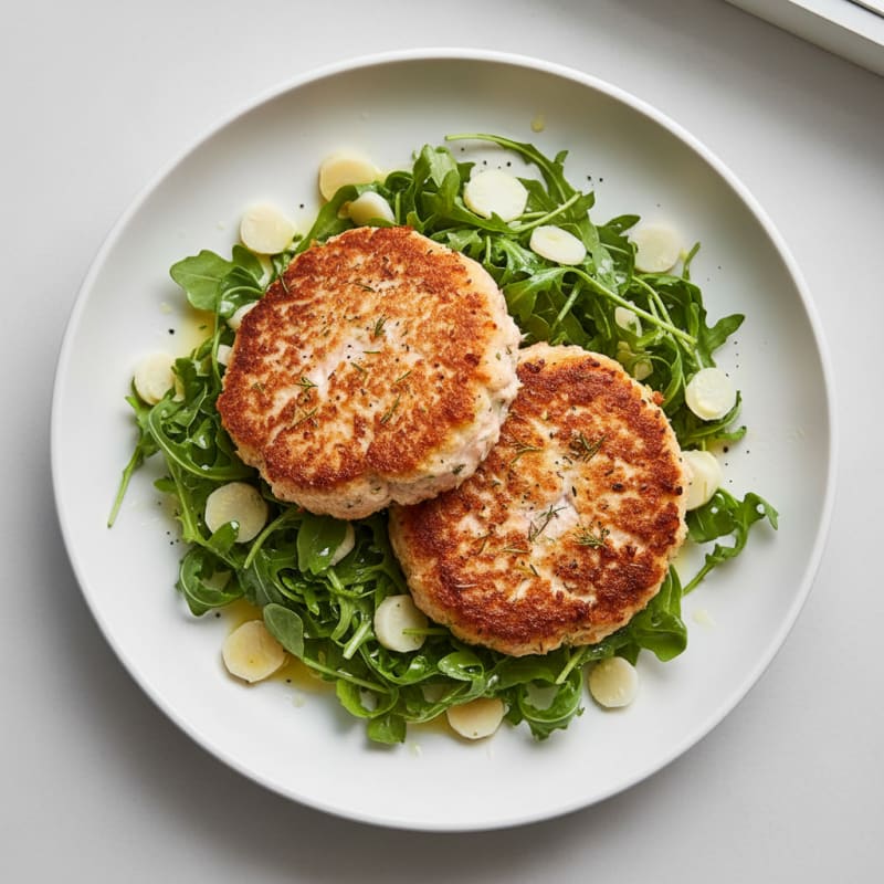 Pan-Seared Salmon Cakes with Zesty Hearts of Palm