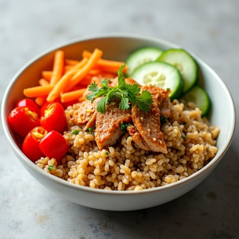 Sesame Ginger Tuna with Brown Rice and Crunchy Vegetables