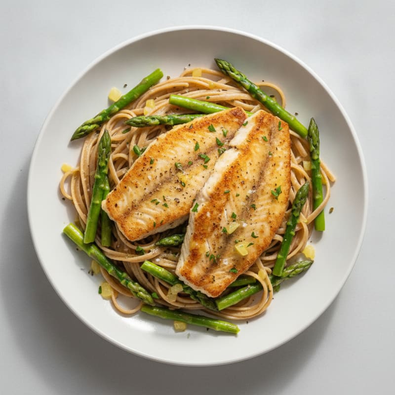 Lemon-Herb Tilapia Linguine with Asparagus