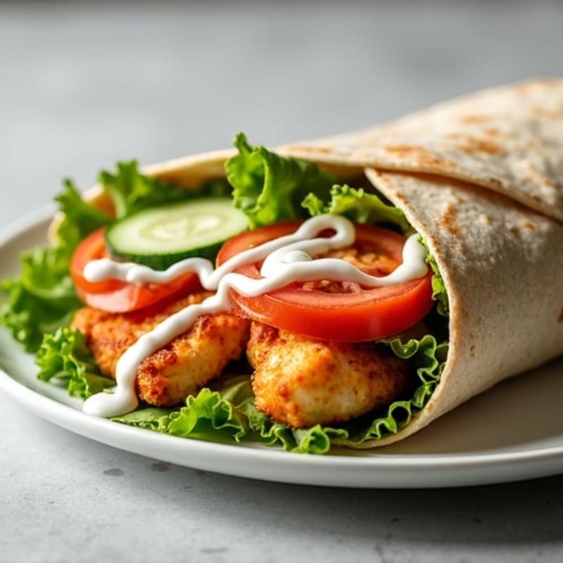 Healthy Buffalo Chicken Wrap with Fresh Veggies
