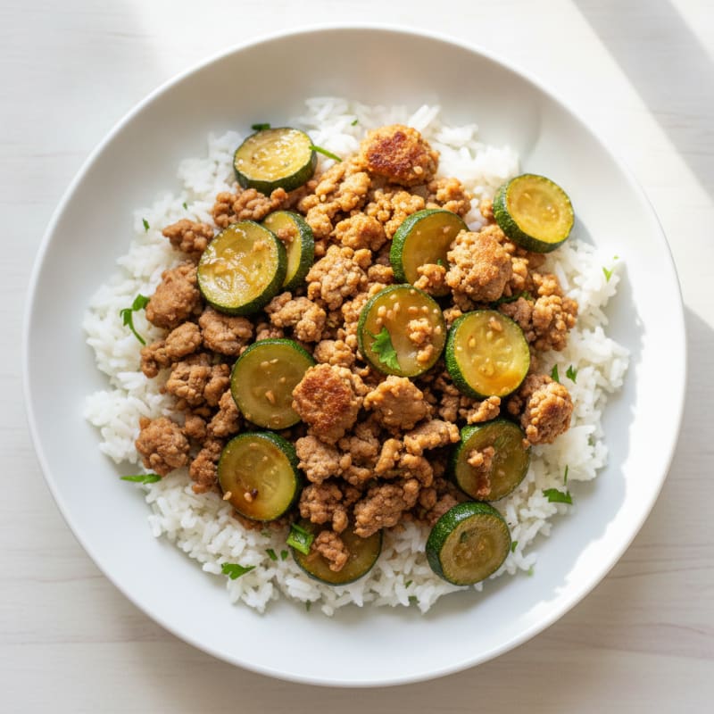 Ground Turkey and Zucchini Rice Bowl