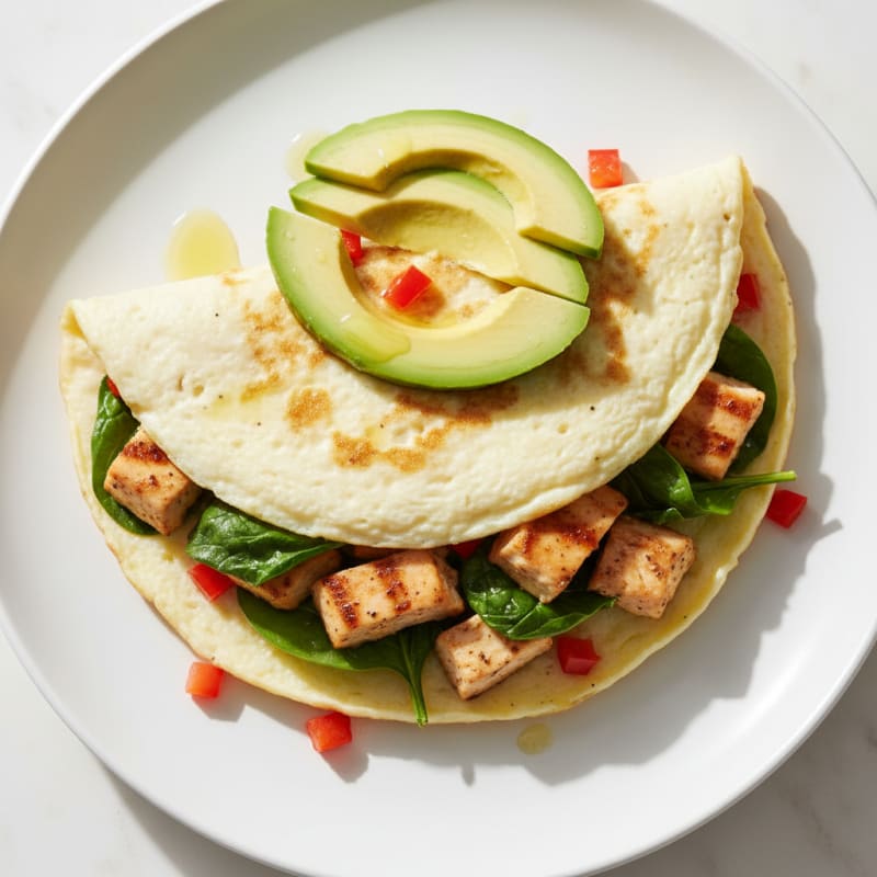 Egg White Omelette with Chicken Breast and Spinach