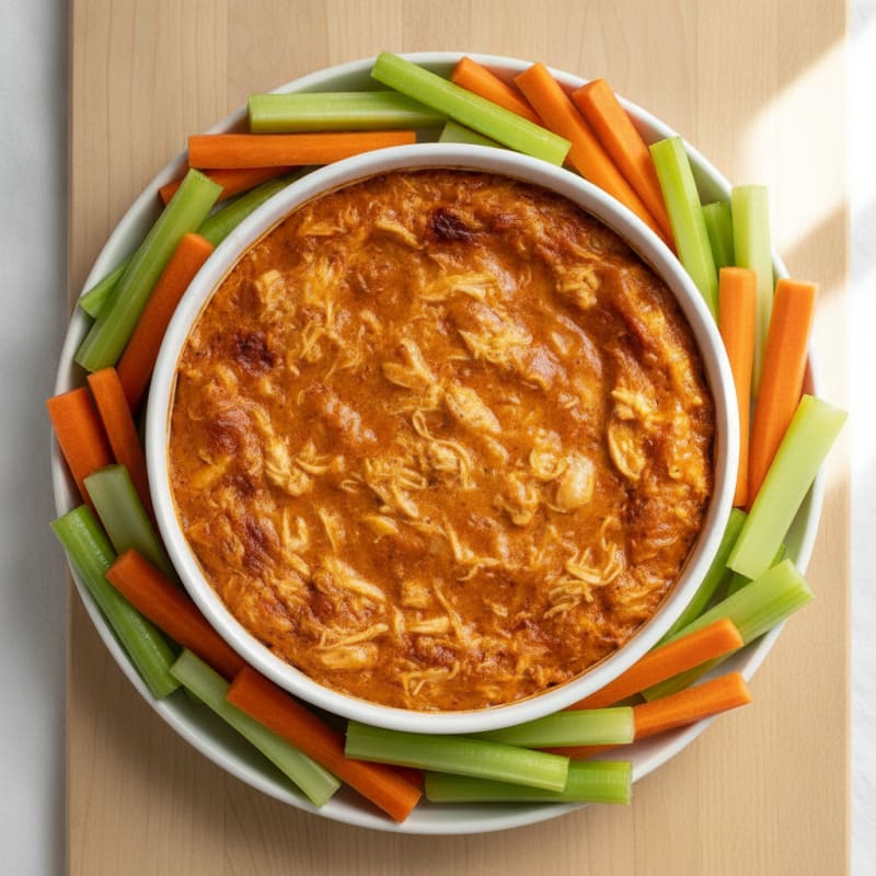 Clean Buffalo Chicken Dip with Ranch Veggies